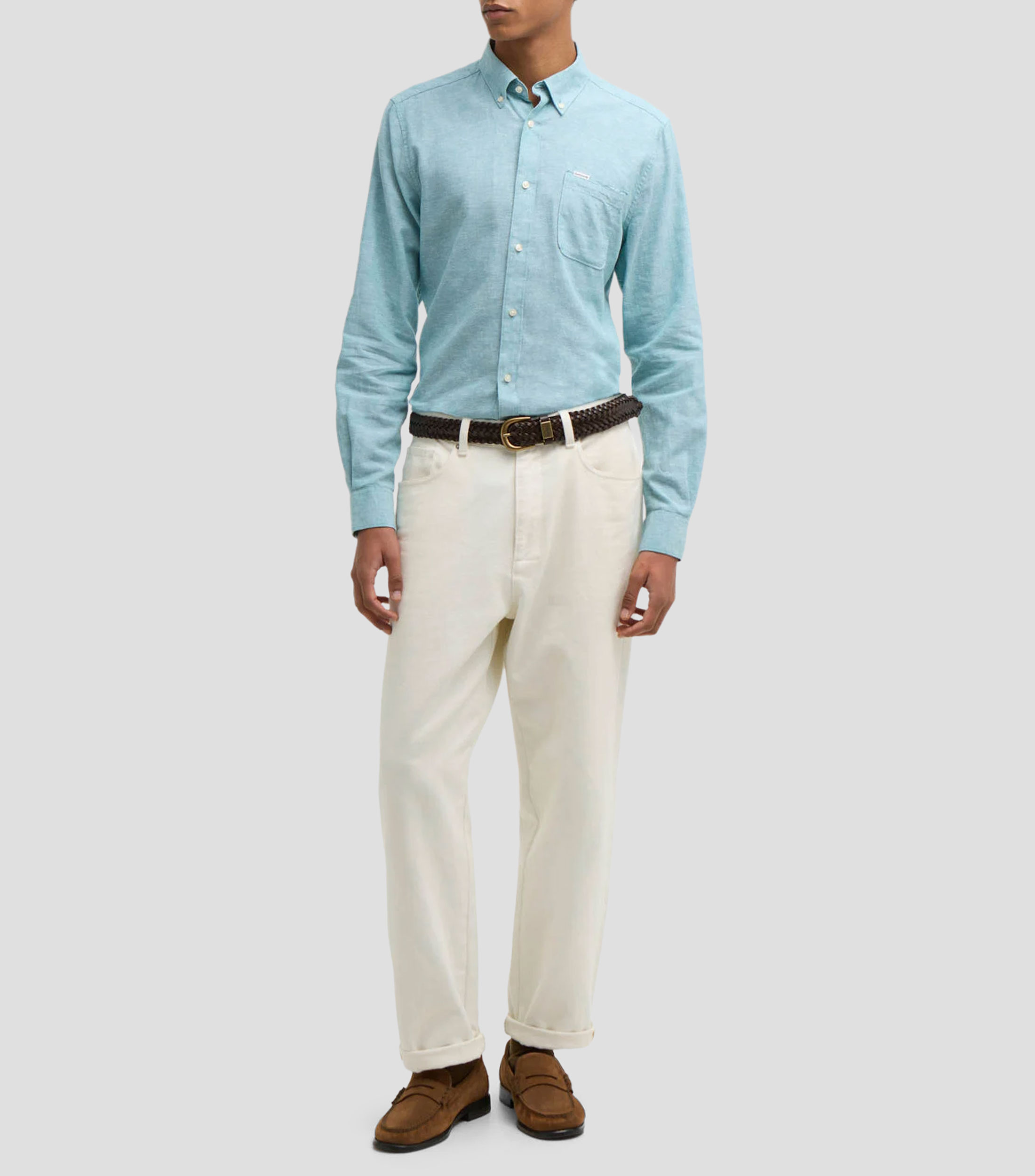 Camisa jaspeada manga larga Hombre